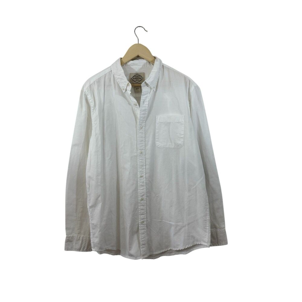 St Johns Bay NWT Large Comfort Stretch Button Front Shirt White Cotton Womens